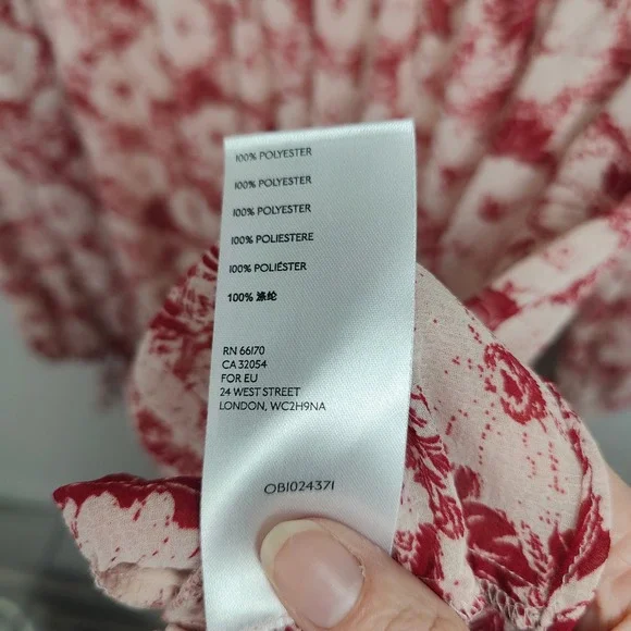 Free People These Dreams Dress Womens Medium Red White‎ Floral Mini Ruffle Trim - Picture 8 of 9